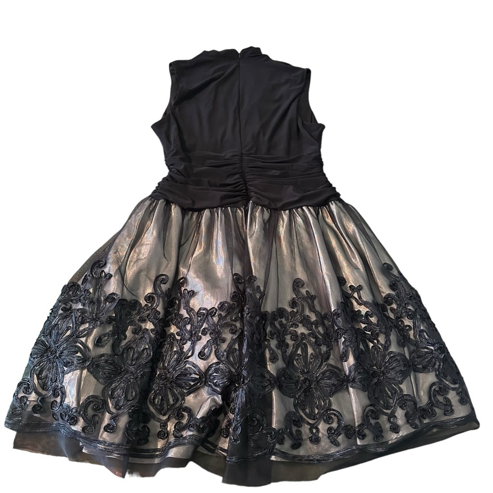 SLNY Floral Knee Length A Line Dress Sz 18 Navy Romantic Goth Whimsigoth Fairy - Picture 12 of 15